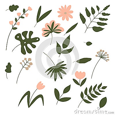 Set of various elements of nature Vector Illustration